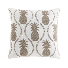 Tommy Pineapple Resort Embroidered Deco Cushion White/Palm Green
