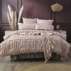 Renee Taylor Riley Cotton Chenille Tufted Quilt Cover Set-Blush