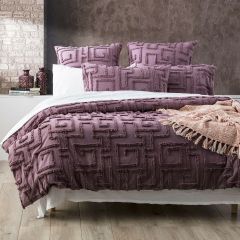 Renee Taylor Riley Cotton Chenille Tufted Quilt Cover Set-Grape