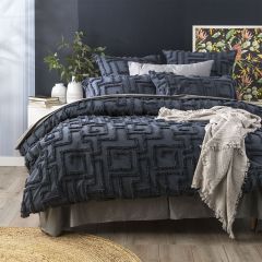 Renee Taylor Riley Cotton Chenille Tufted Quilt Cover Set-Slate