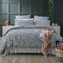 Renee Taylor Riley Cotton Chenille Tufted Quilt Cover Set-Silver