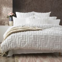 Renee Taylor Riley Cotton Chenille Tufted Quilt Cover Set-White