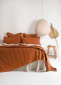 Bambury Luxe Belgian Linen Coverlet-Rust