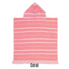 Bambury Kids Boys Poncho Hooded Beach Towels|Quick Drying - Coral