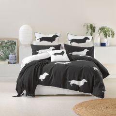 Bianca Dachshund Quilt Cover Set Charcoal