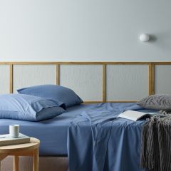 Bianca Natural Sleep Recycled Cotton and Bamboo Sheet Set Blue
