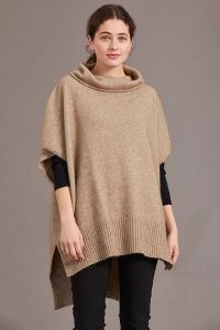 McDonald Possum Merino Step Hem Poncho-Mocha