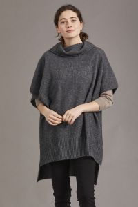 McDonald Possum Merino Step Hem Poncho-Pewter