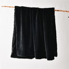 Bianca Tambar Faux Fur Throw Rug Black