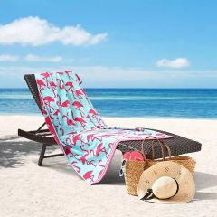 Renee Taylor Cotton Jacquard Velour Extra Large Beach Towel- Flamingos