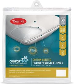 Tontine Comfortech Cotton Quilted Pillow Protector 2- Pack