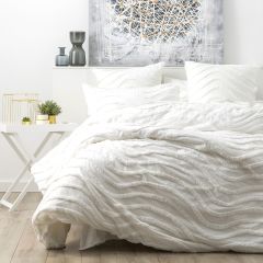 Cloud Linen Wave Cotton Chenille Quilt cover Set White
