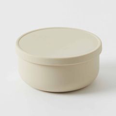 Nordic Kids Henny Silicone Bowl with Lid - Almond