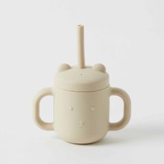 Nordic Kids Henny Silicone Sippy Cup with Straw - Almond