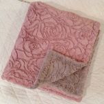 Angads Cozy Rose Double Sided Throw in Salmon & Taupe Colour 160x160cm