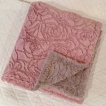 Angads Cozy Rose Double Sided Throw in Salmon & Taupe