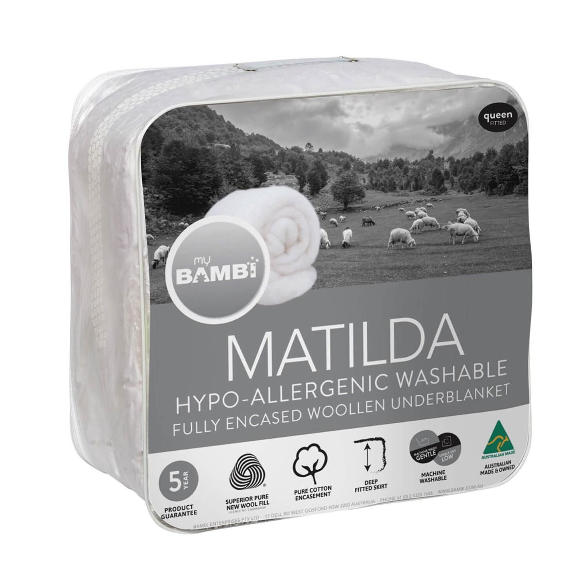 Buy Bambi Matilda Hypo-allergenic Wool Mattress Topper Underblanket  Underlay Online in Australia
