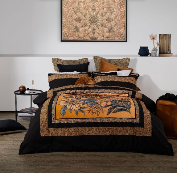 Logan \u0026 Mason Cheetah Quilt Cover Set Black